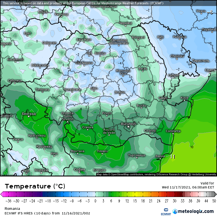 Prognoza meteo Romania 16 Noiembrie 2021 (Romania weather forecast)