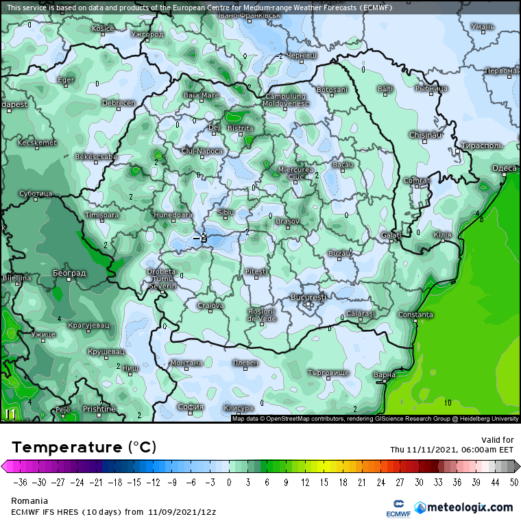 Prognoza meteo Romania 10 Noiembrie 2021 (Romania weather forecast)