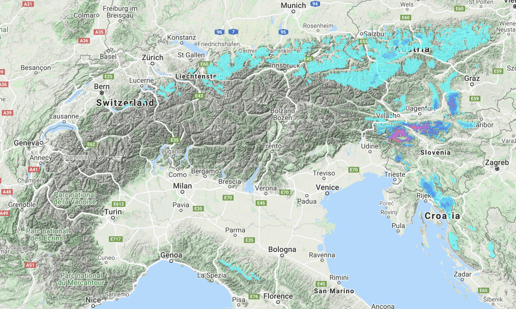 Alps snow forecast #snow #ski (Ninsori prognozate în Alpi)