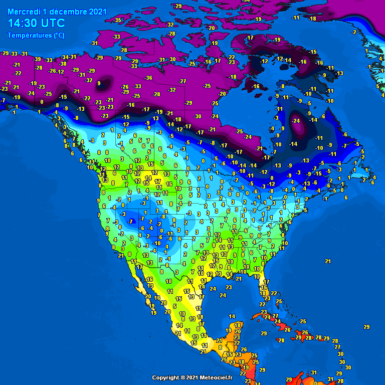 Temperatures North America #USA (Temperatura în America de Nord)