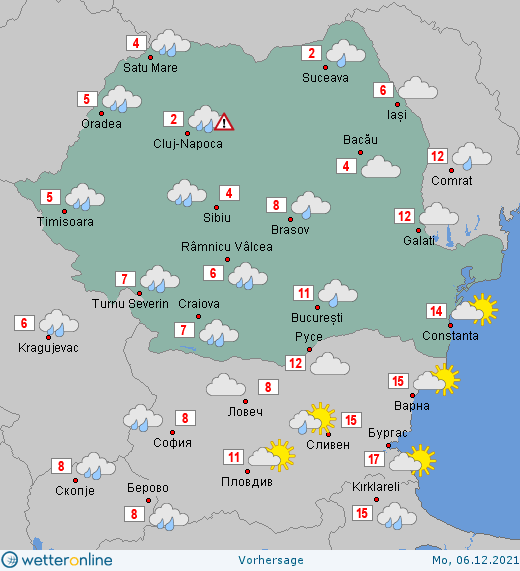 Prognoza meteo Romania 6 Decembrie 2021 (Romania weather forecast)
