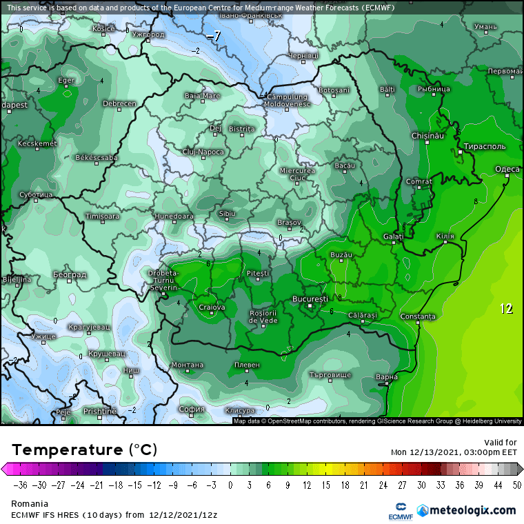 Prognoza meteo Romania 13 Decembrie 2021 (Romania weather forecast)