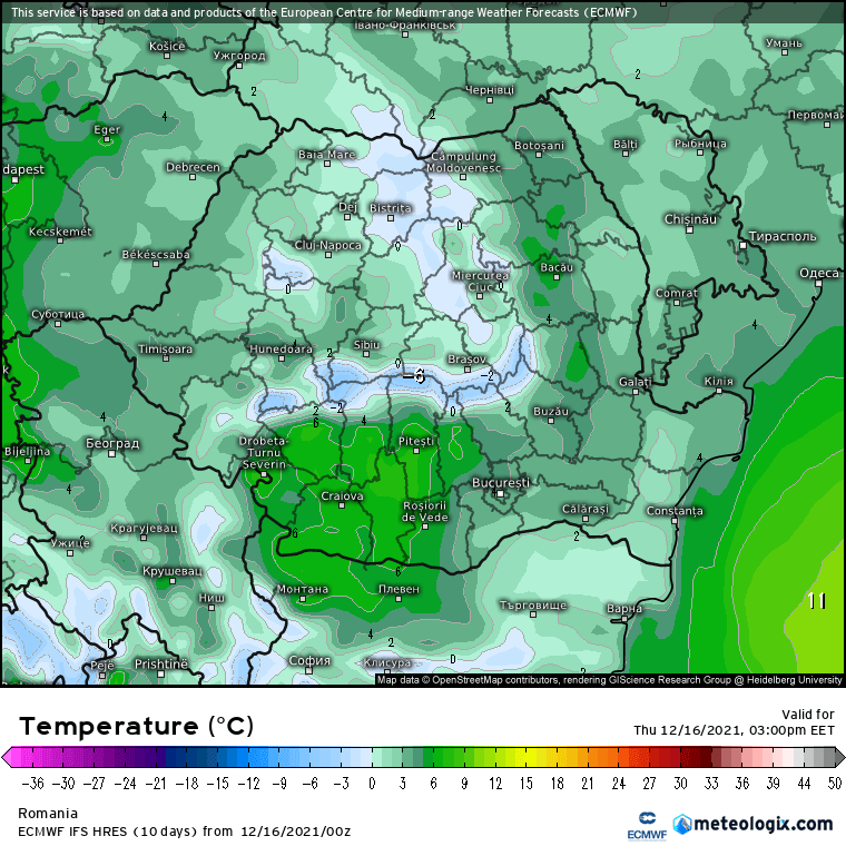 Prognoza meteo Romania 16 Decembrie 2021 (Romania weather forecast)
