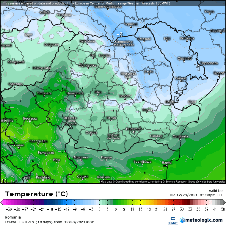 Prognoza meteo Romania 28 Decembrie 2021 (Romania weather forecast)