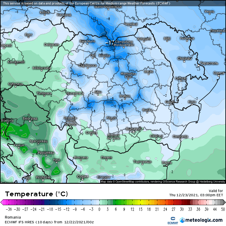 Prognoza meteo Romania 22 Decembrie 2021 (Romania weather forecast)