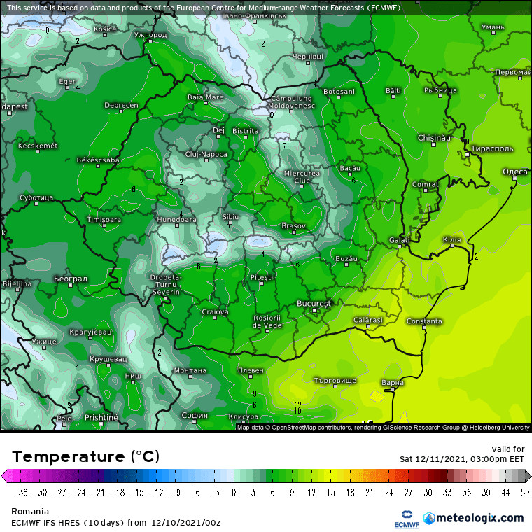 Prognoza meteo Romania 10 Decembrie 2021 (Romania weather forecast)