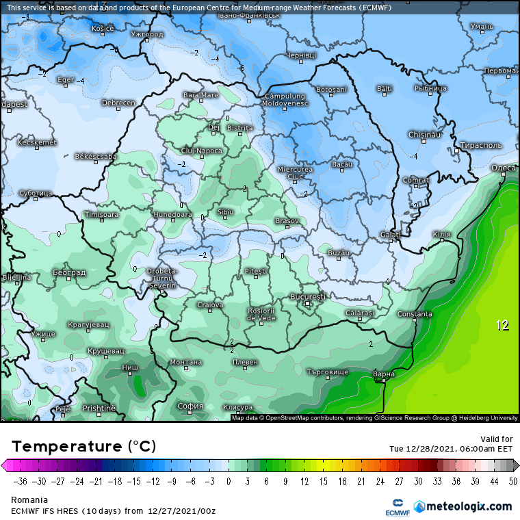 Prognoza meteo Romania 27 Decembrie 2021 (Romania weather forecast)