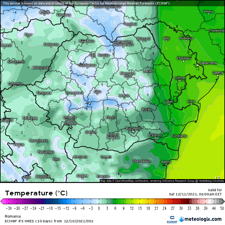 Prognoza meteo Romania 10 Decembrie 2021 (Romania weather forecast)