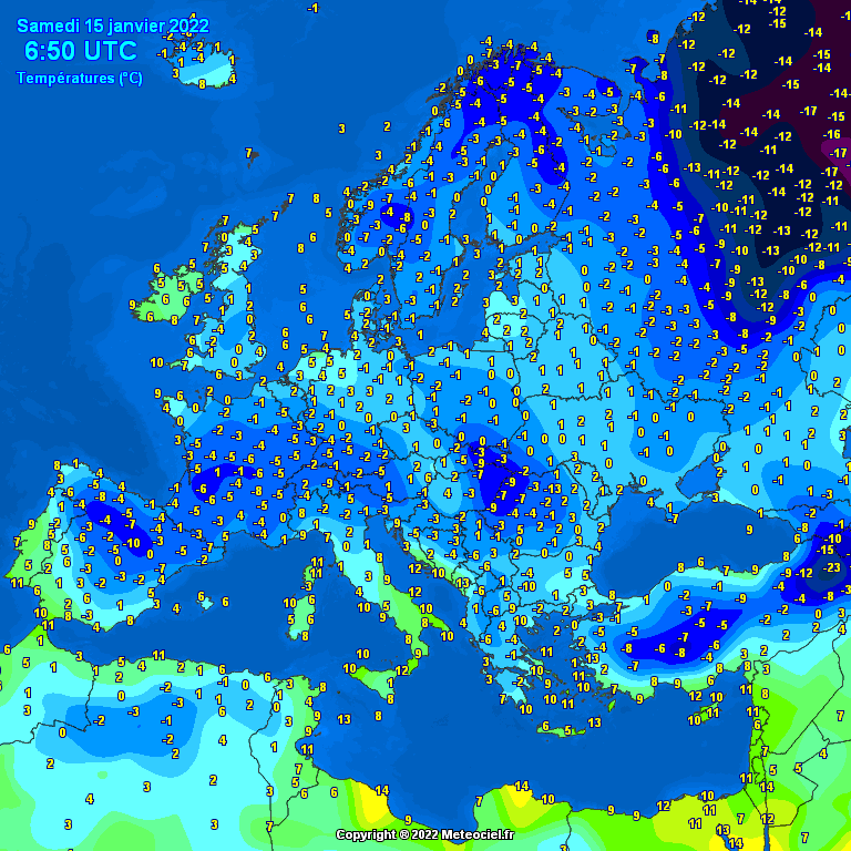 Temperatures on Europe this morning - Major cities (Temperaturile în Europa)