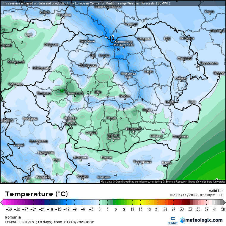 Prognoza meteo Romania 10 Ianuarie 2022 (Romania weather forecast)
