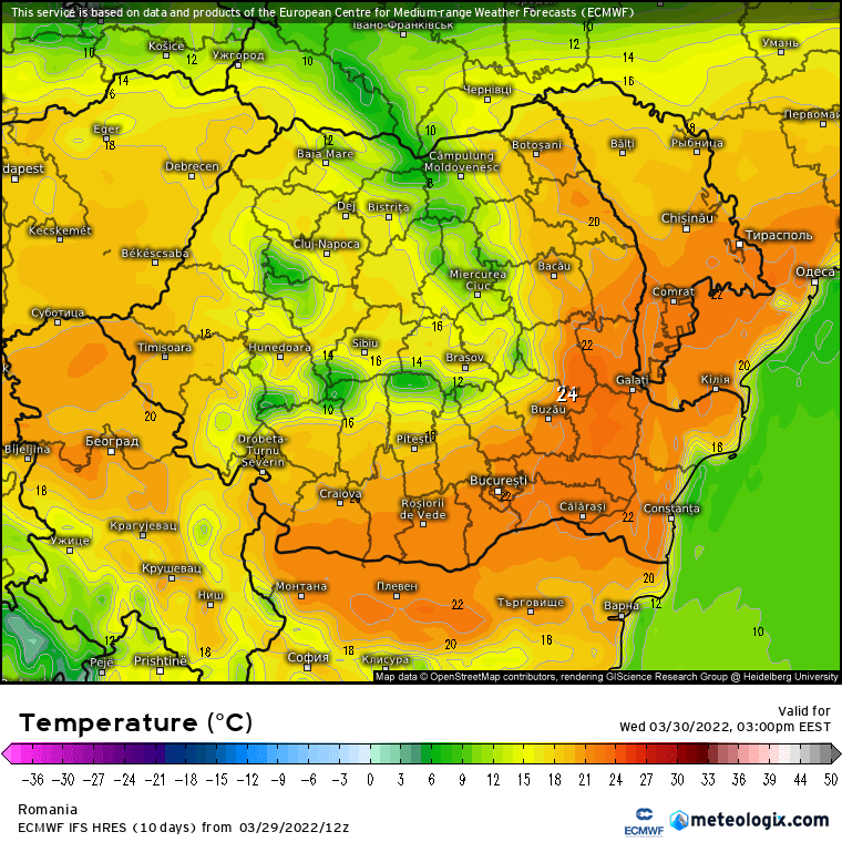 Prognoza meteo Romania 30 Martie 2022 (Romania weather forecast)