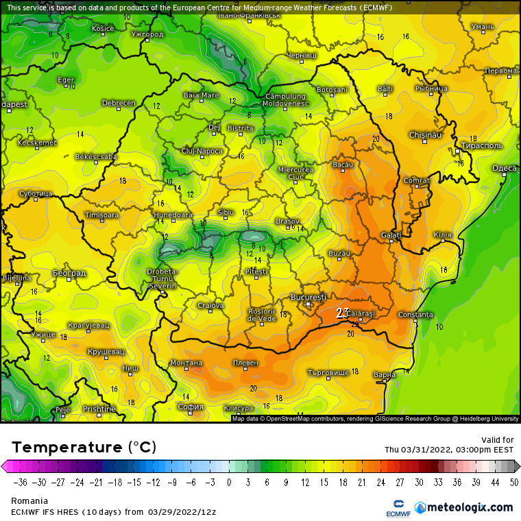 Prognoza meteo Romania 30 Martie 2022 (Romania weather forecast)