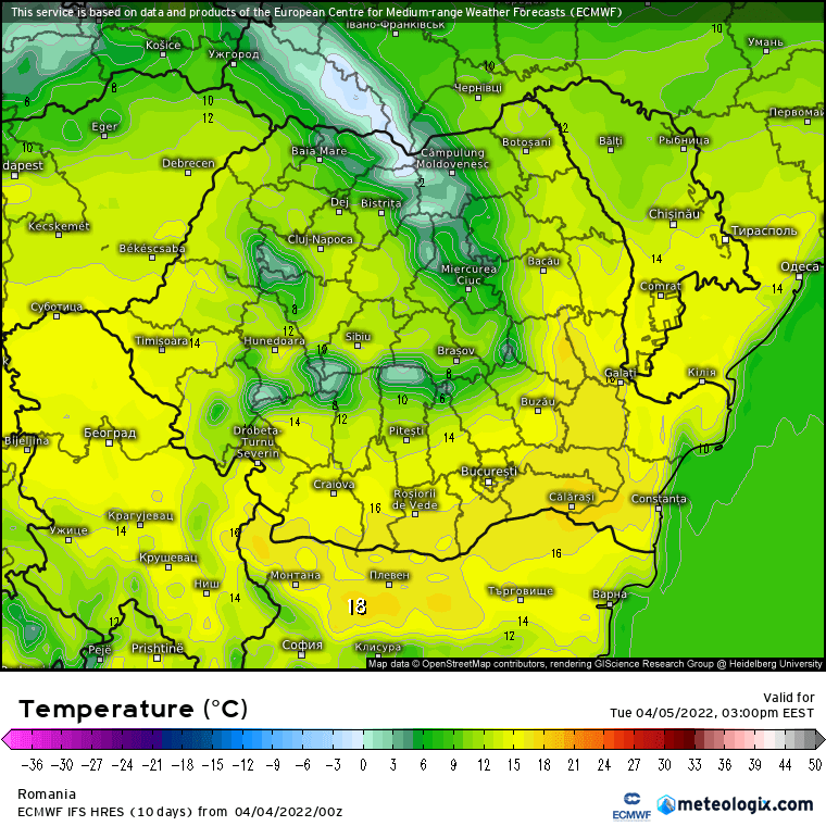 Prognoza meteo Romania 4 Aprilie 2022 (Romania weather forecast)