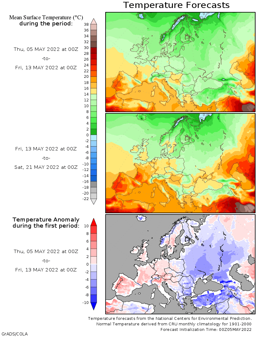 Weather forecast 2 weeks #Europe #USA (Temperaturi și precipitații)