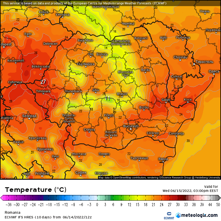 Prognoza meteo Romania 15 Iunie 2022 (Romania weather forecast)