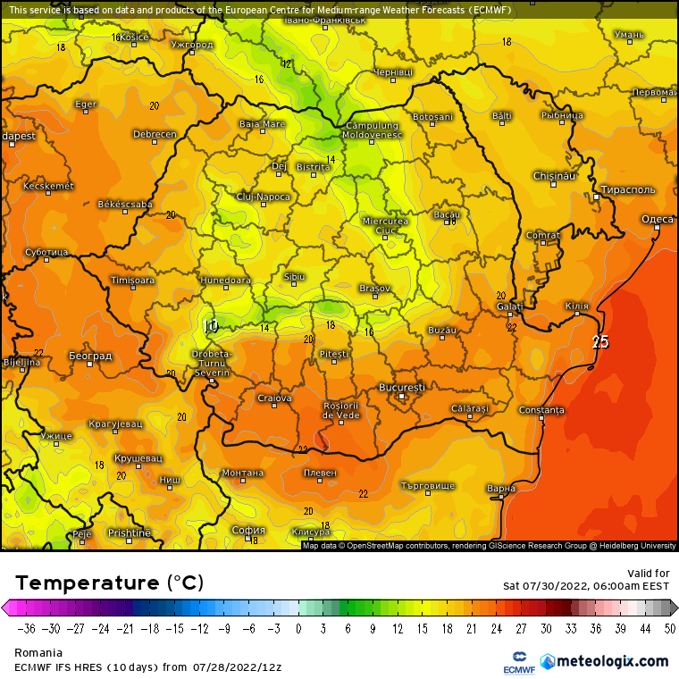 Prognoza meteo Romania 29 Iulie 2022 (Romania weather forecast)