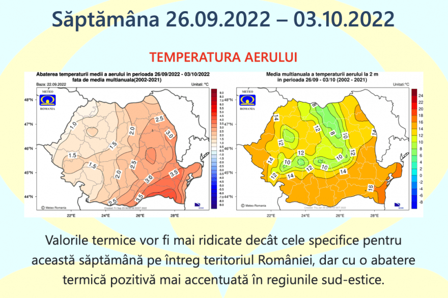 Prognoza meteo Romania  26 Septembrie – 24 Octombrie 2022 #toamnă