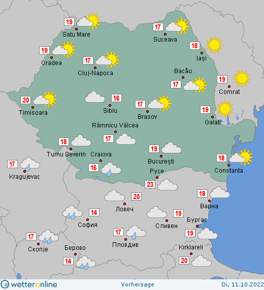 Prognoza meteo Romania 11 Octombrie 2022 (Romania weather forecast)