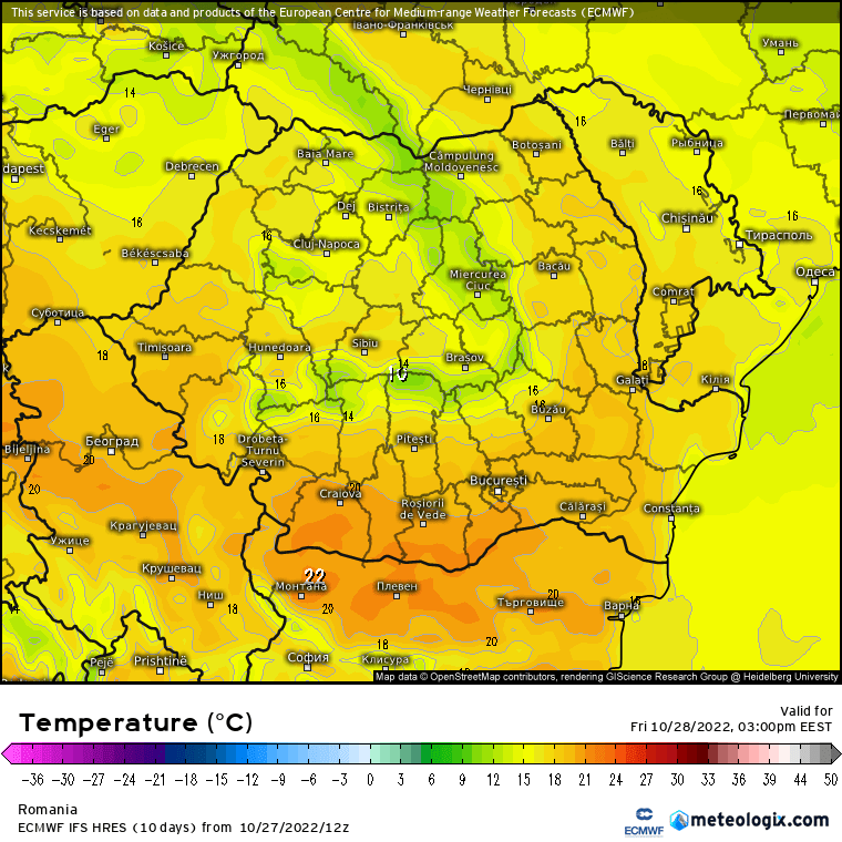 Prognoza meteo Romania 28 Octombrie 2022 (Romania weather forecast)