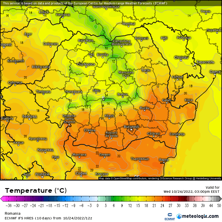 Prognoza meteo Romania 25 Octombrie 2022 (Romania weather forecast)