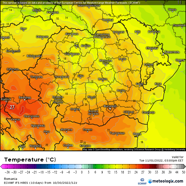 Prognoza meteo Romania 31 Octombrie 2022 (Romania weather forecast)