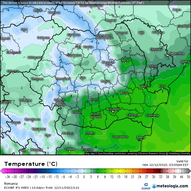 Prognoza meteo Romania 12 Decembrie 2022 (Romania weather forecast)