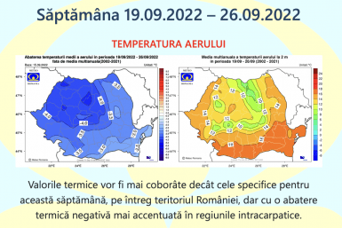 Prognoza meteo Romania  19 Septembrie – 17 Octombrie 2022 #toamnă