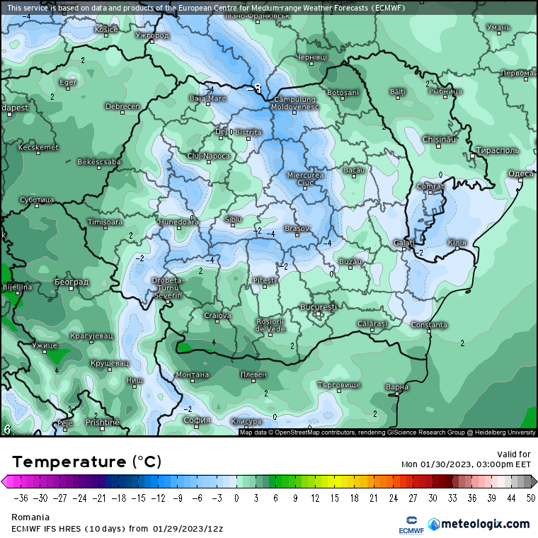 Prognoza meteo Romania 30 Ianuarie 2023 (Romania weather forecast)