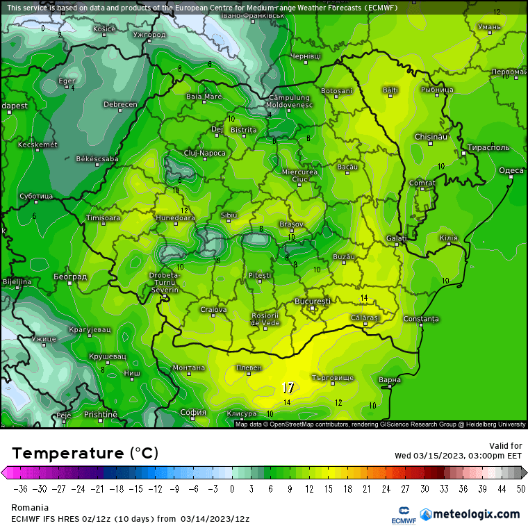 Prognoza meteo Romania 15 Martie 2023 (Romania weather forecast)