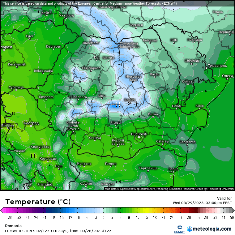 Prognoza meteo Romania 29 Martie 2023 (Romania weather forecast)