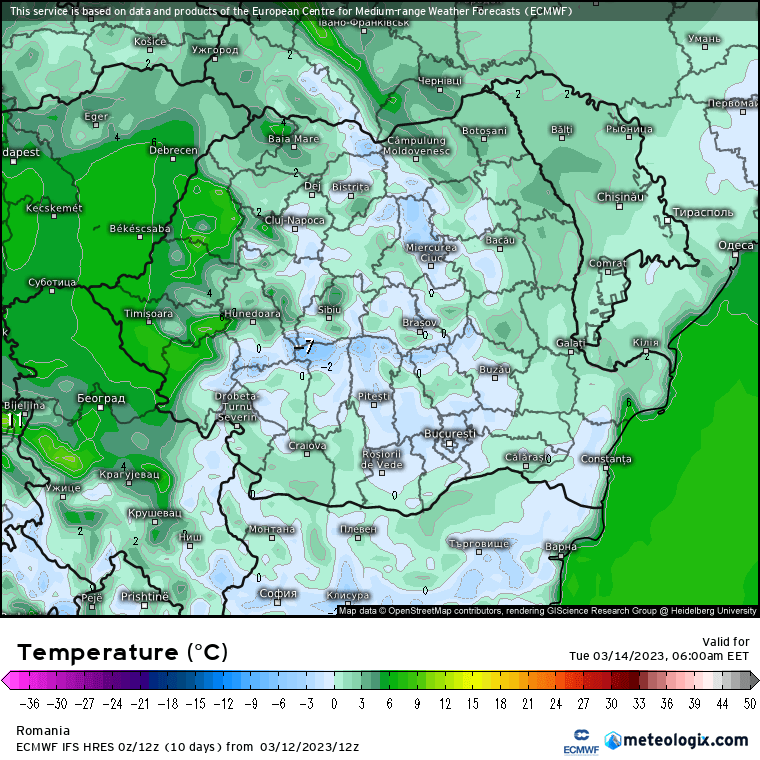 Prognoza meteo Romania 13 Martie 2023 (Romania weather forecast)