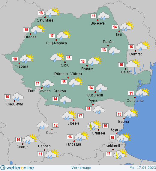 Prognoza meteo Romania 17 Aprilie 2023 (Romania weather forecast)