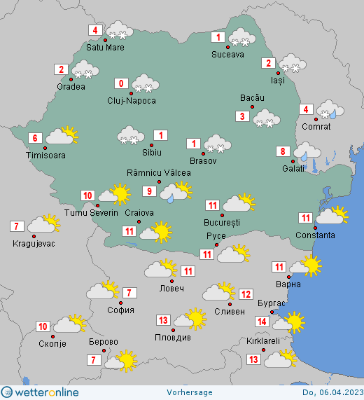 Prognoza meteo Romania 6 Aprilie 2023 (Romania weather forecast)