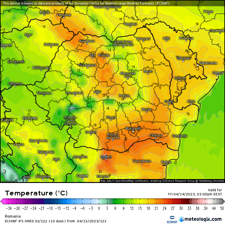 Prognoza meteo Romania 14 Aprilie 2023 (Romania weather forecast)