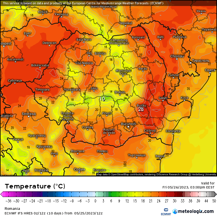 Prognoza meteo Romania 26 Mai 2023 (Romania weather forecast)