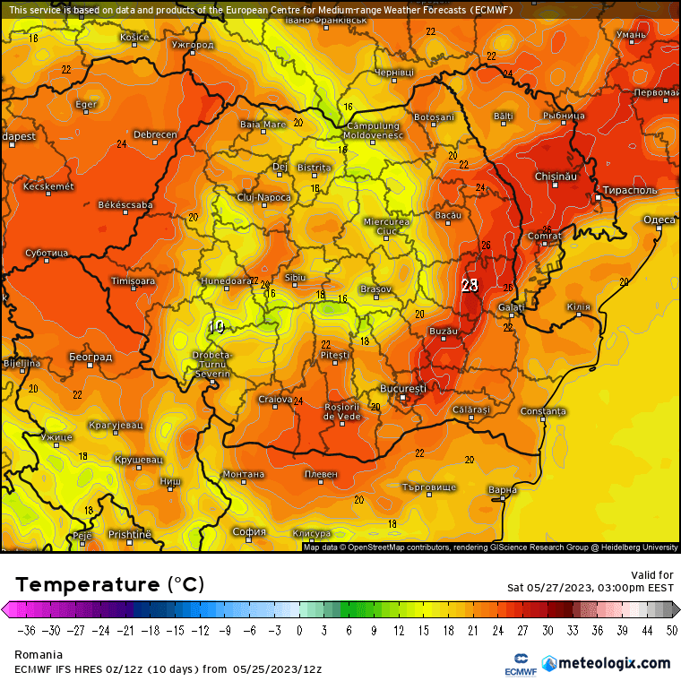 Prognoza meteo Romania 26 Mai 2023 (Romania weather forecast)