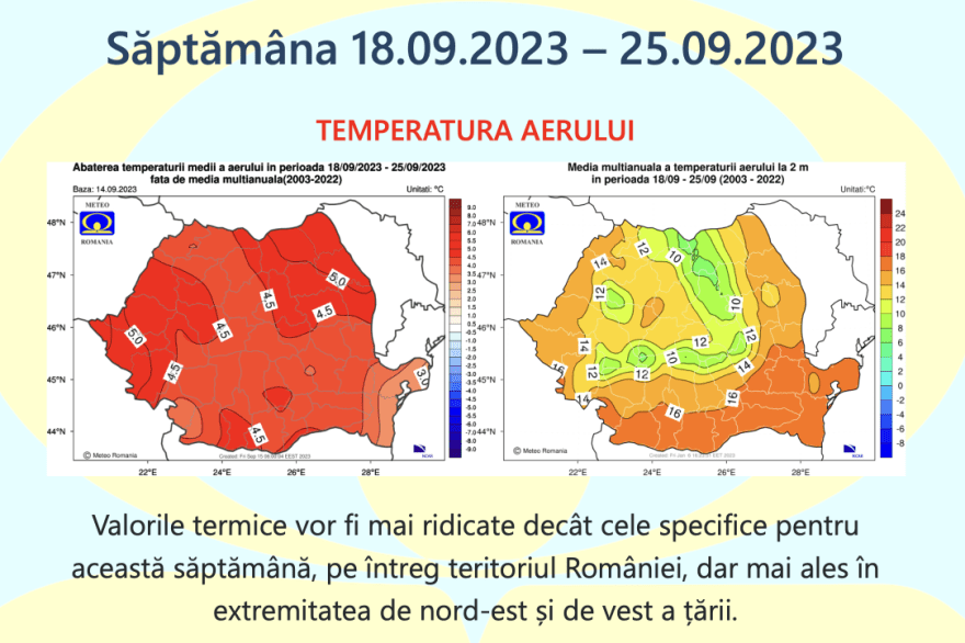 Prognoza meteo Romania  18 Septembrie – 16 Octombrie 2023 #toamnă