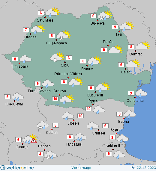 Prognoza meteo Romania 22 Decembrie 2023 (Romania weather forecast)
