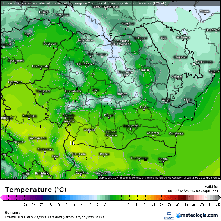 Prognoza meteo Romania 12 Decembrie 2023 (Romania weather forecast)