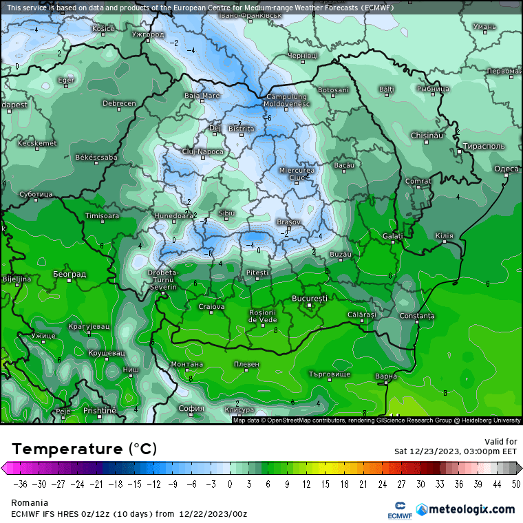 Prognoza meteo Romania 22 Decembrie 2023 (Romania weather forecast)