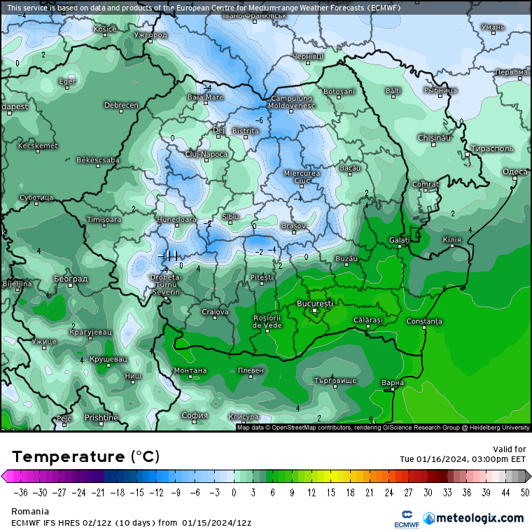 Prognoza meteo Romania 16 Ianuarie 2024 (Romania weather forecast)