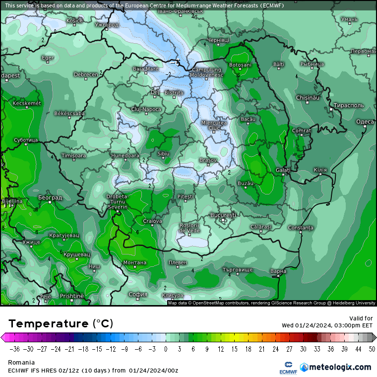 Prognoza meteo Romania 24 Ianuarie 2024 (Romania weather forecast)