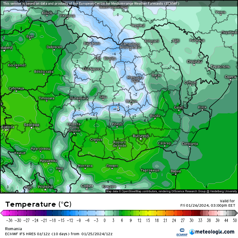Prognoza meteo Romania 26 Ianuarie 2024 (Romania weather forecast)