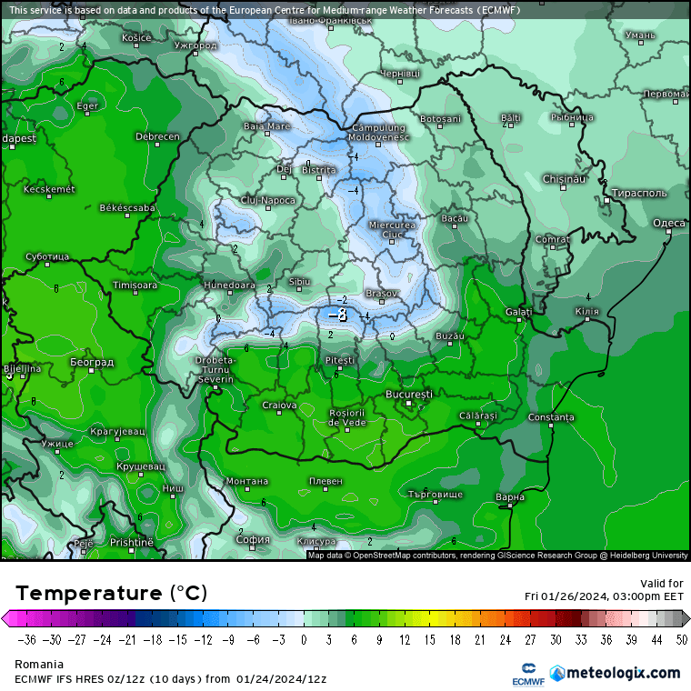 Prognoza meteo Romania 25 Ianuarie 2024 (Romania weather forecast)
