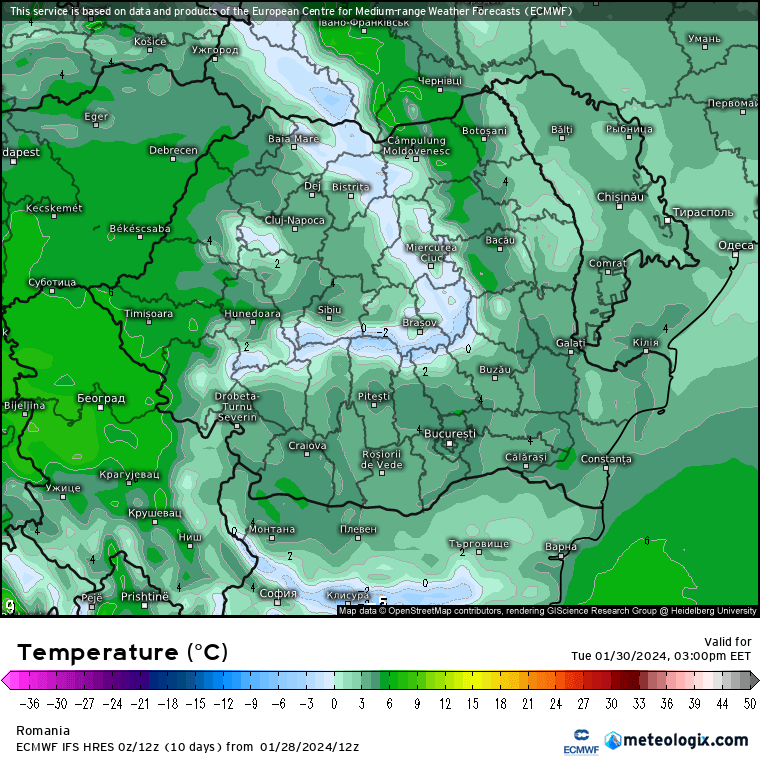 Prognoza meteo Romania 29 Ianuarie 2024 (Romania weather forecast)
