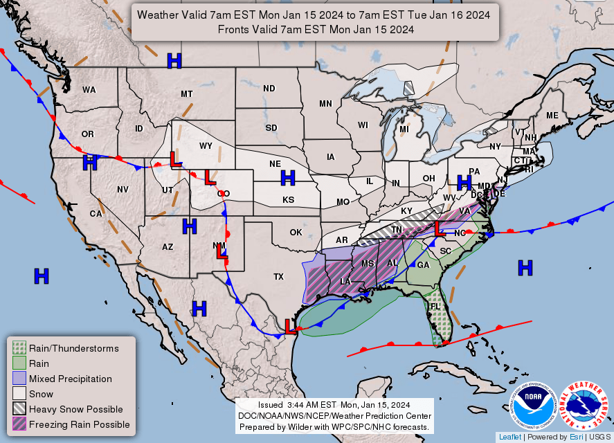 USA weather warnings #rainfall (Avertizari meteo în USA)