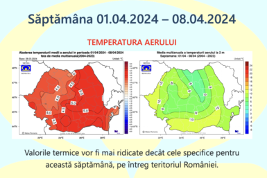 Prognoza meteo Romania 1 – 29 Aprilie 2024