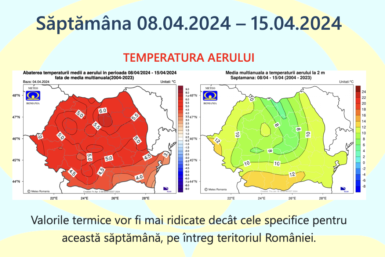 Prognoza meteo Romania 8 Aprilie – 6 Mai 2024