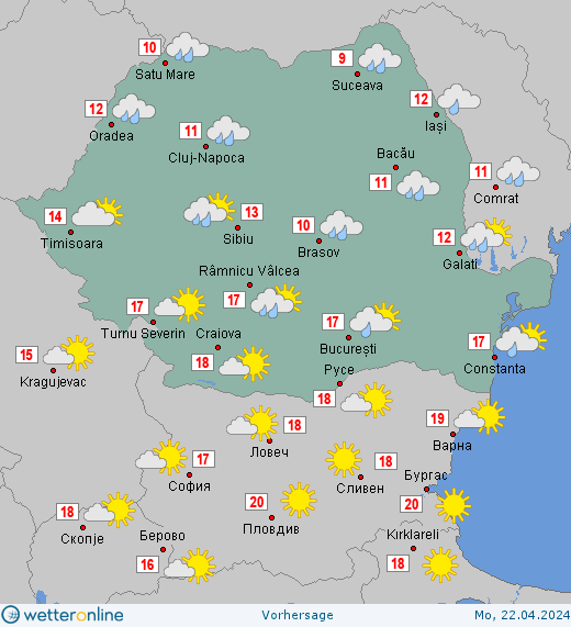 Prognoza meteo România 22 Aprilie 2024 (Romania forecast)