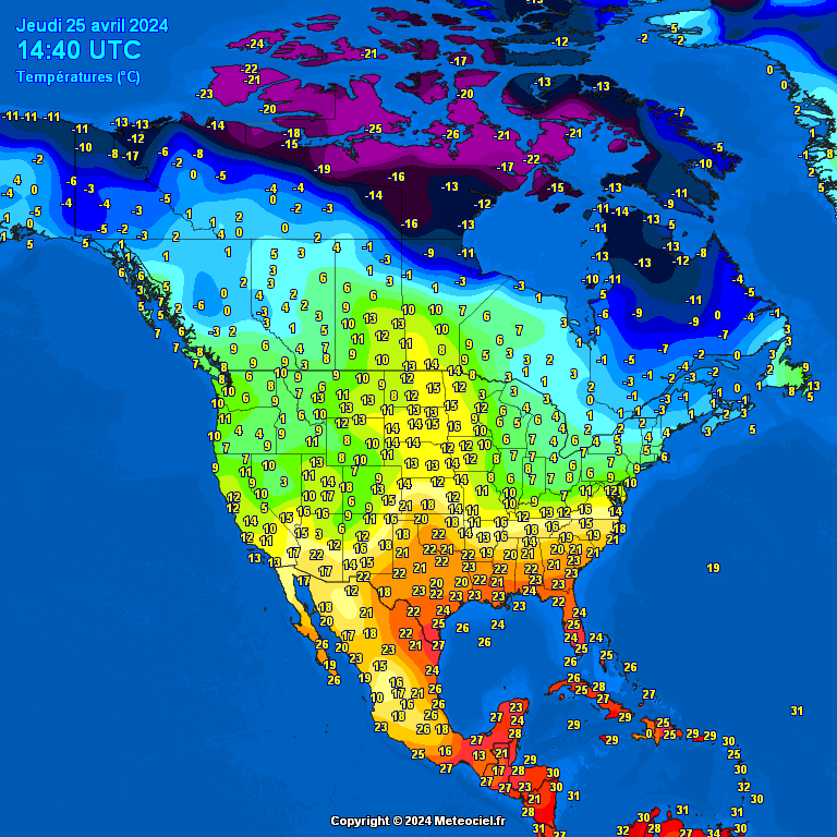 Temperatures North America (Temperaturi în America de Nord)